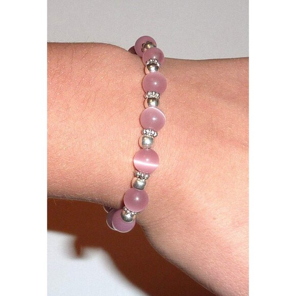 Supports the Fight Against Cancer - Beaded Pink Bracelet with Extender - 7 3/4" - Picture 4 of 6